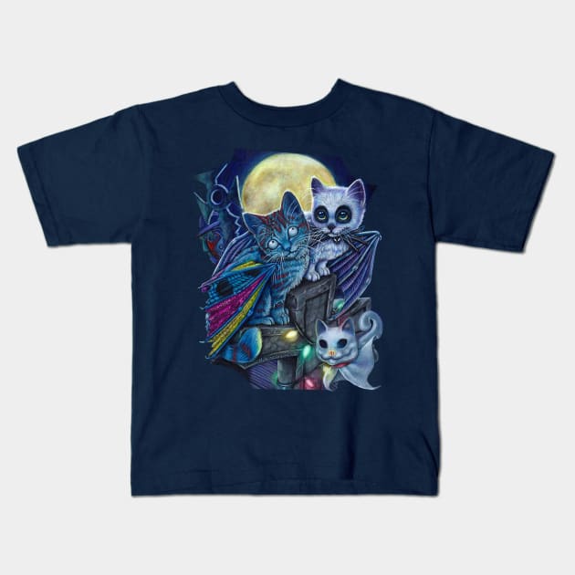 Nightmare Before Catmas Kids T-Shirt by MoniWolf